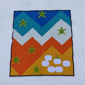 Sea Turtles by the Sea Shore Modern Quilt ready to ship within CANADA