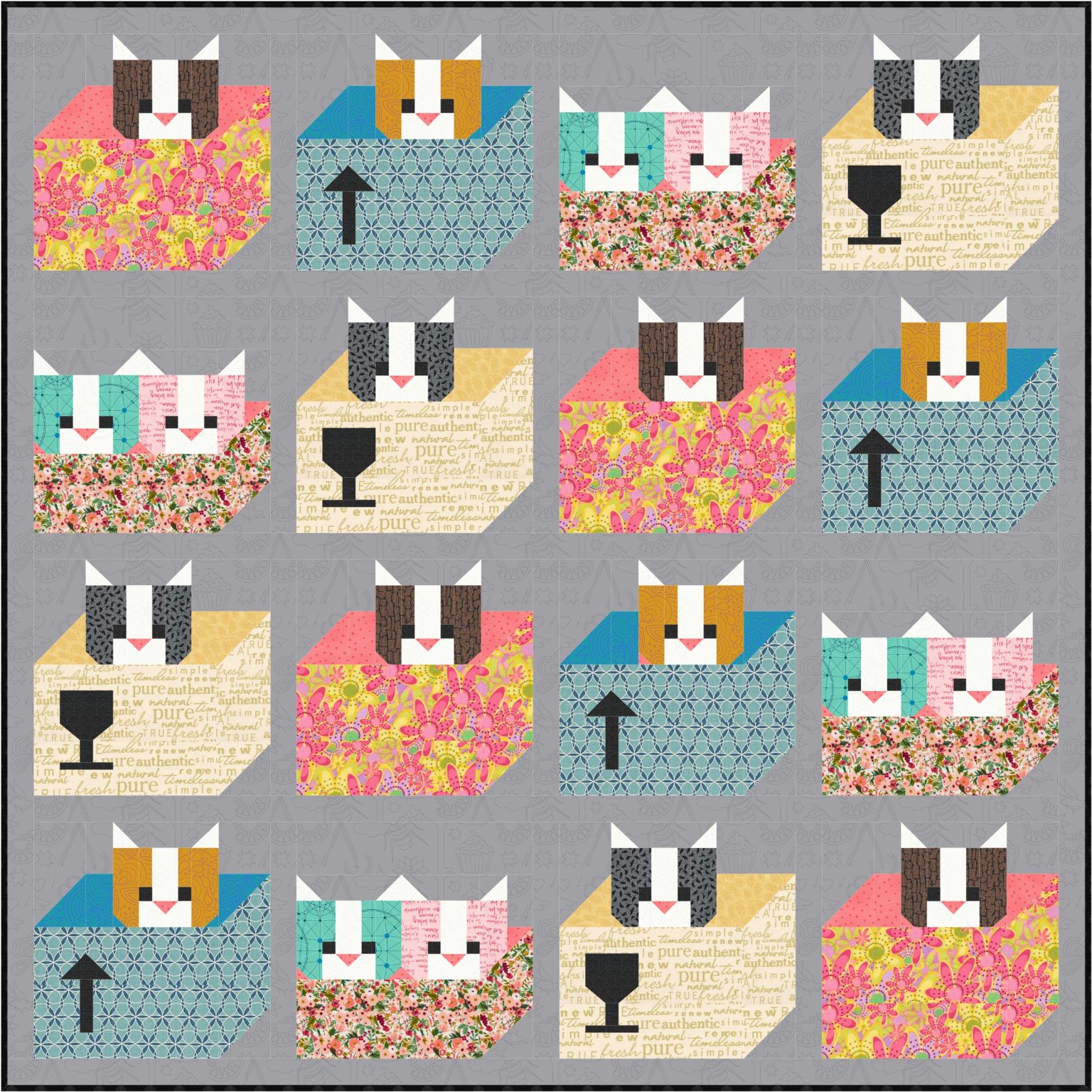 Cats & Boxes – PDF Quilt Pattern Instant Download – Sew Fresh Quilts