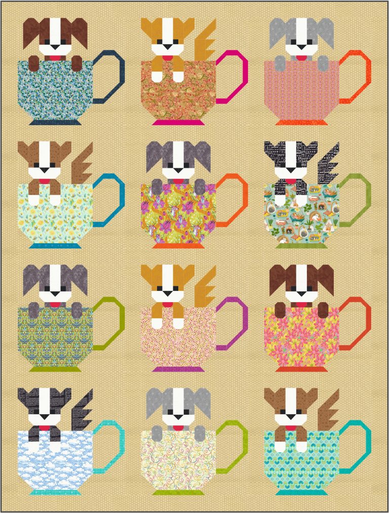 Pups in Cups – PDF Quilt Pattern Instant Download – Sew Fresh Quilts