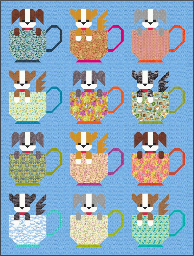 Pups in Cups – PDF Quilt Pattern Instant Download – Sew Fresh Quilts
