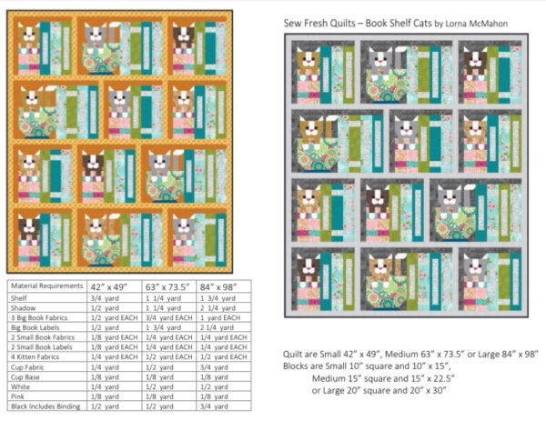 Book Shelf Cats – PDF Quilt Pattern Instant Download – Sew Fresh Quilts