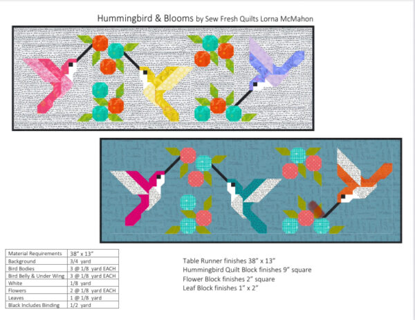 Hummingbird & Blooms – PDF Quilt Pattern Instant Download – Sew Fresh ...