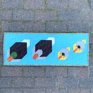 Mallard Ducks and Ducklings Modern Quilted Table Runner ready to ship within CANADA