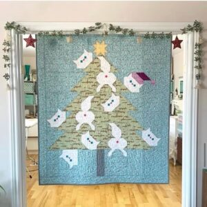 Christmas Catastrophe Cats Modern Quilt ready to ship within CANADA