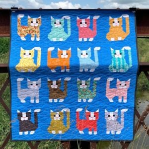 Here Kitty, Kitty! Modern Cat Quilt ready to ship within CANADA