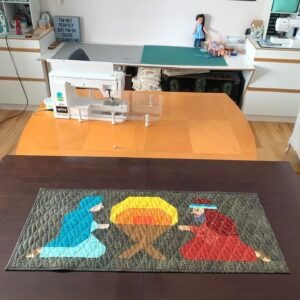 Away in a Manger Modern Quilted Christmas Table Runner ready to ship within CANADA