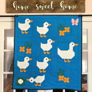 Spring Ducks Modern Quilt ready to ship within CANADA