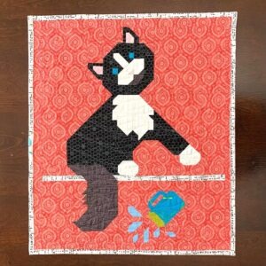 Cat and Cup Modern Quilted Wall hanging ready to ship within CANADA