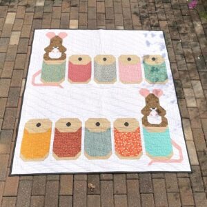Sewing Mouse and Spools Modern Quilt ready to ship within CANADA