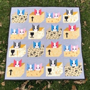 Cat in Boxes Modern Quilt ready to ship within CANADA