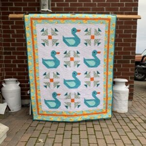 Duck and Ducklings Modern Quilt ready to ship within CANADA