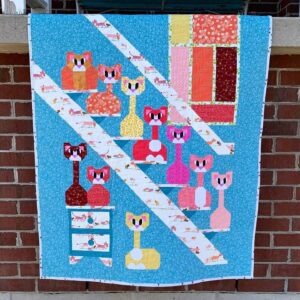 Watch Your Step! Mid Century Modern Cat Quilt ready to ship within CANADA