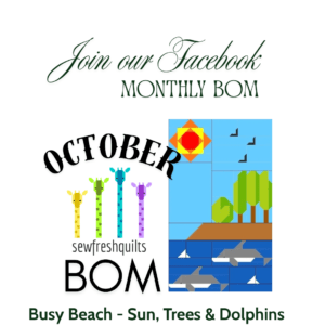 Busy Beach - SUN, TREES & DOLPHINS - September BOM - PDF Quilt Pattern Instant Download